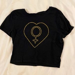 Feminist Black Cropped Shirt
